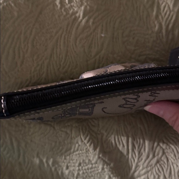 Coach Tan and Black Wristlet with Added Gold Strap - Picture 4 of 8